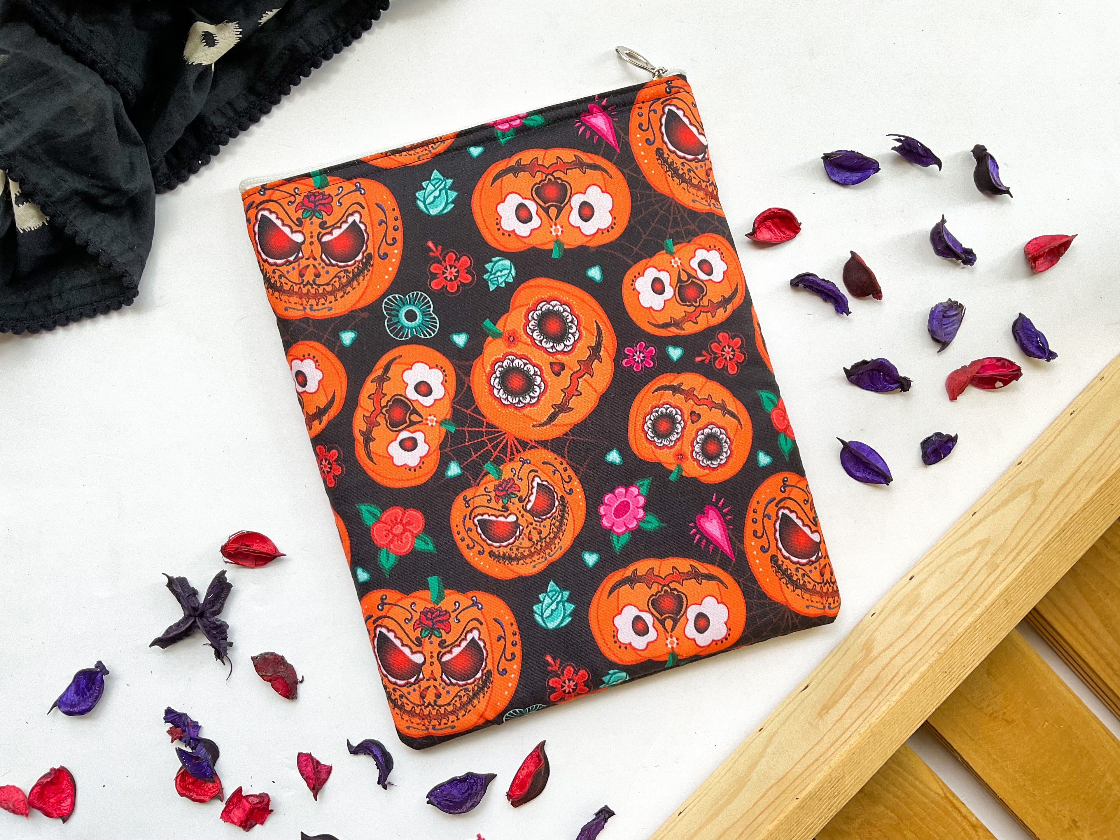 Pumpkin Evil Eye Halloween Book Sleeve
