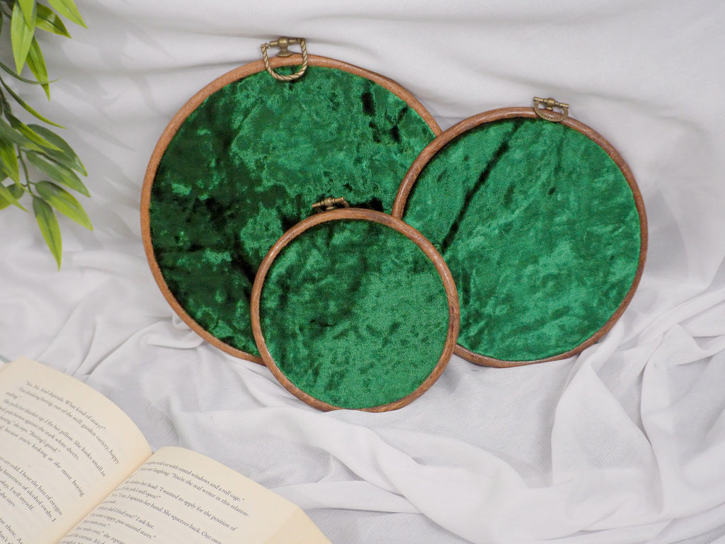 Green Velvet Enamel Pin Hoop Display