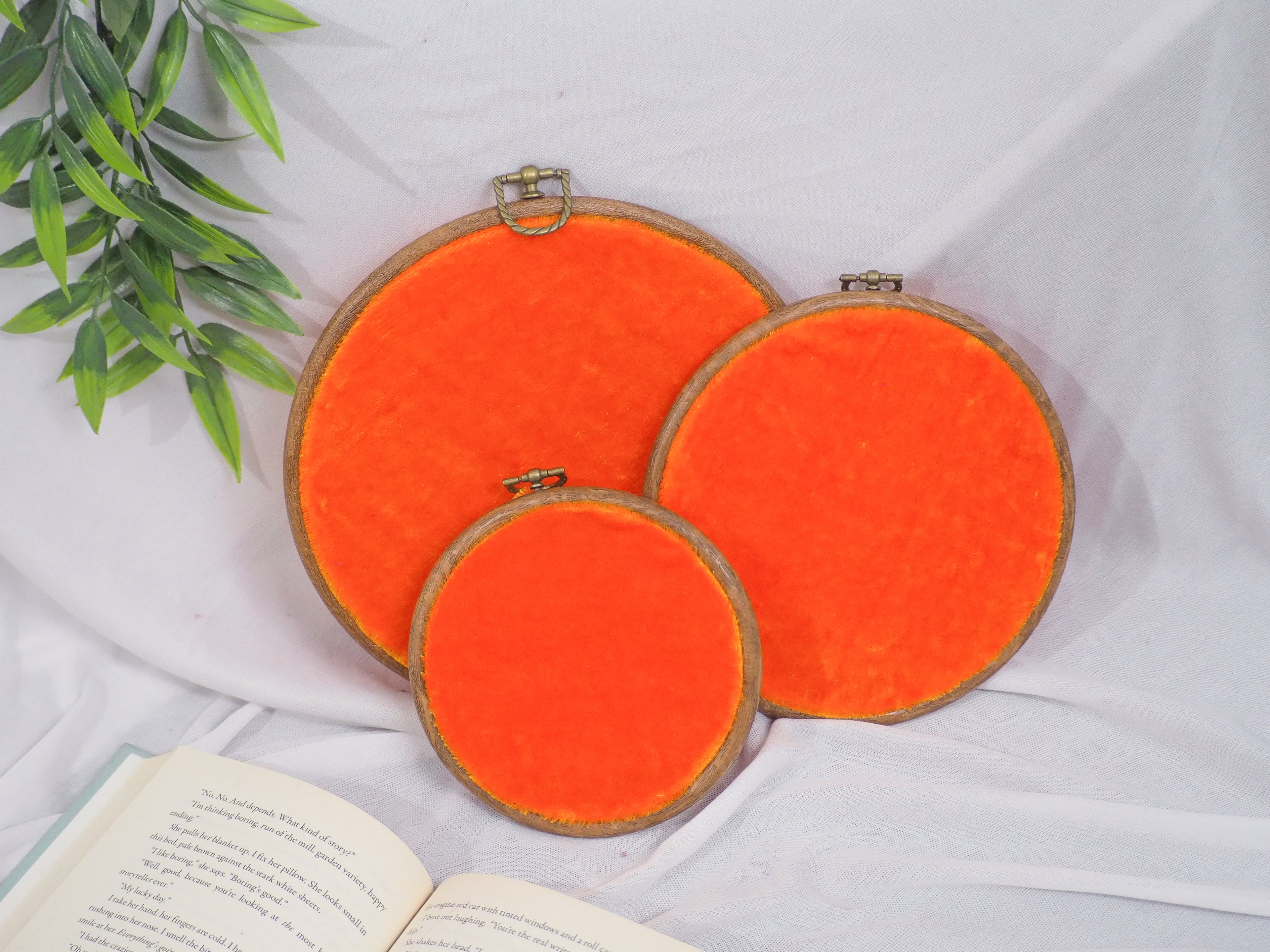 Orange Velvet Enamel Pin Hoop Display