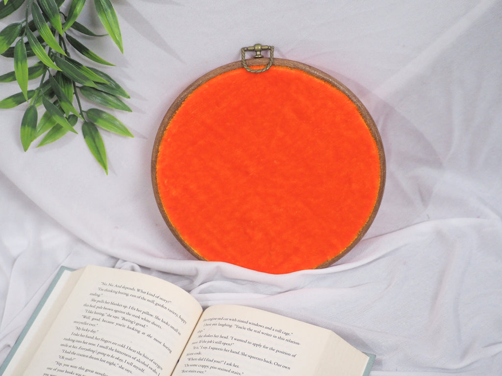 Orange Velvet Enamel Pin Hoop Display