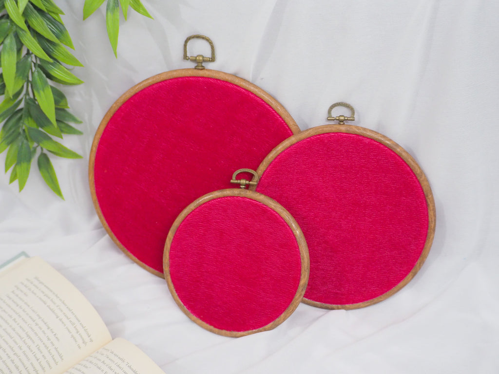 Deep Pink Velvet Enamel Pin Hoop Display