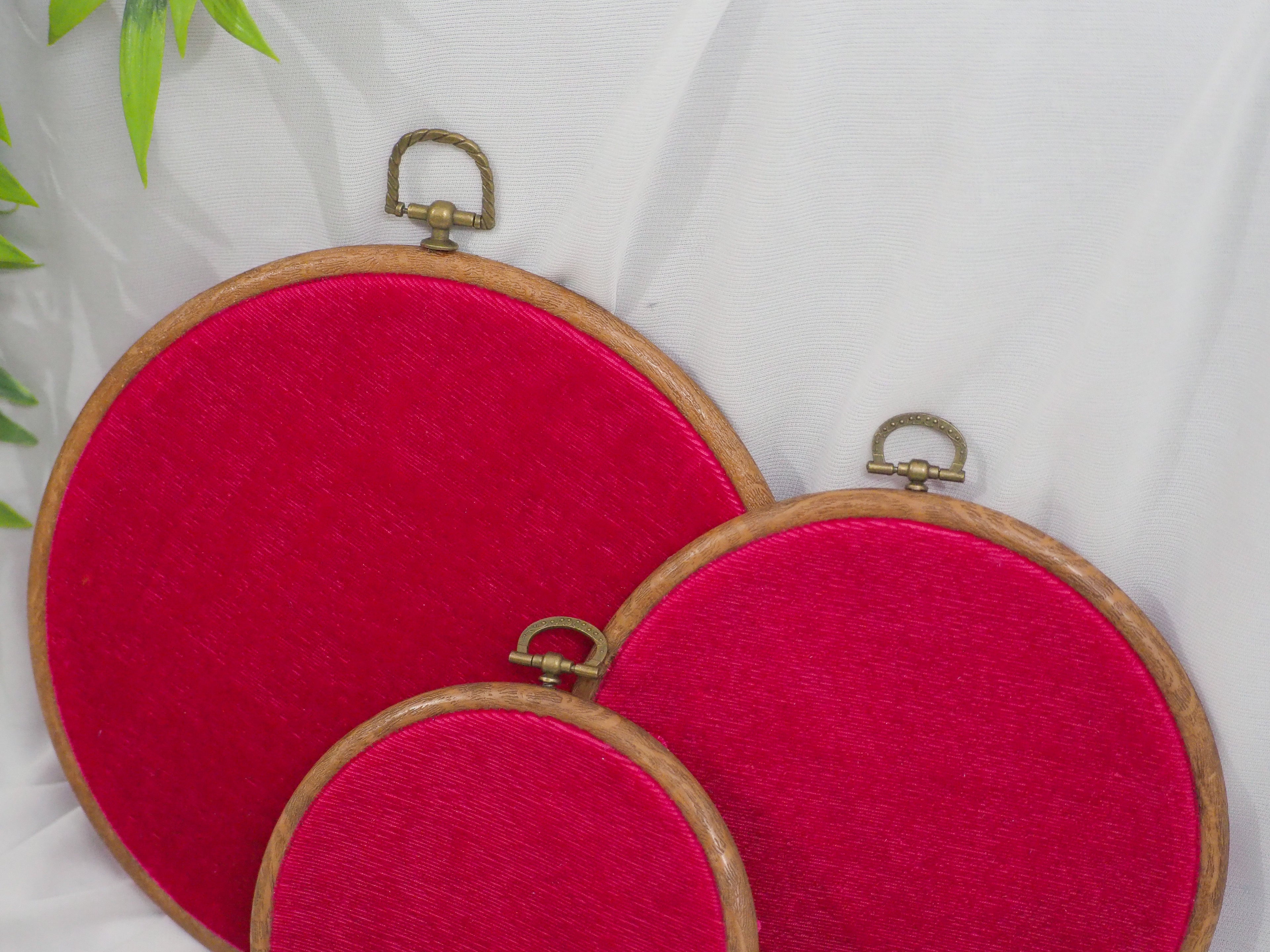 Deep Pink Velvet Enamel Pin Hoop Display