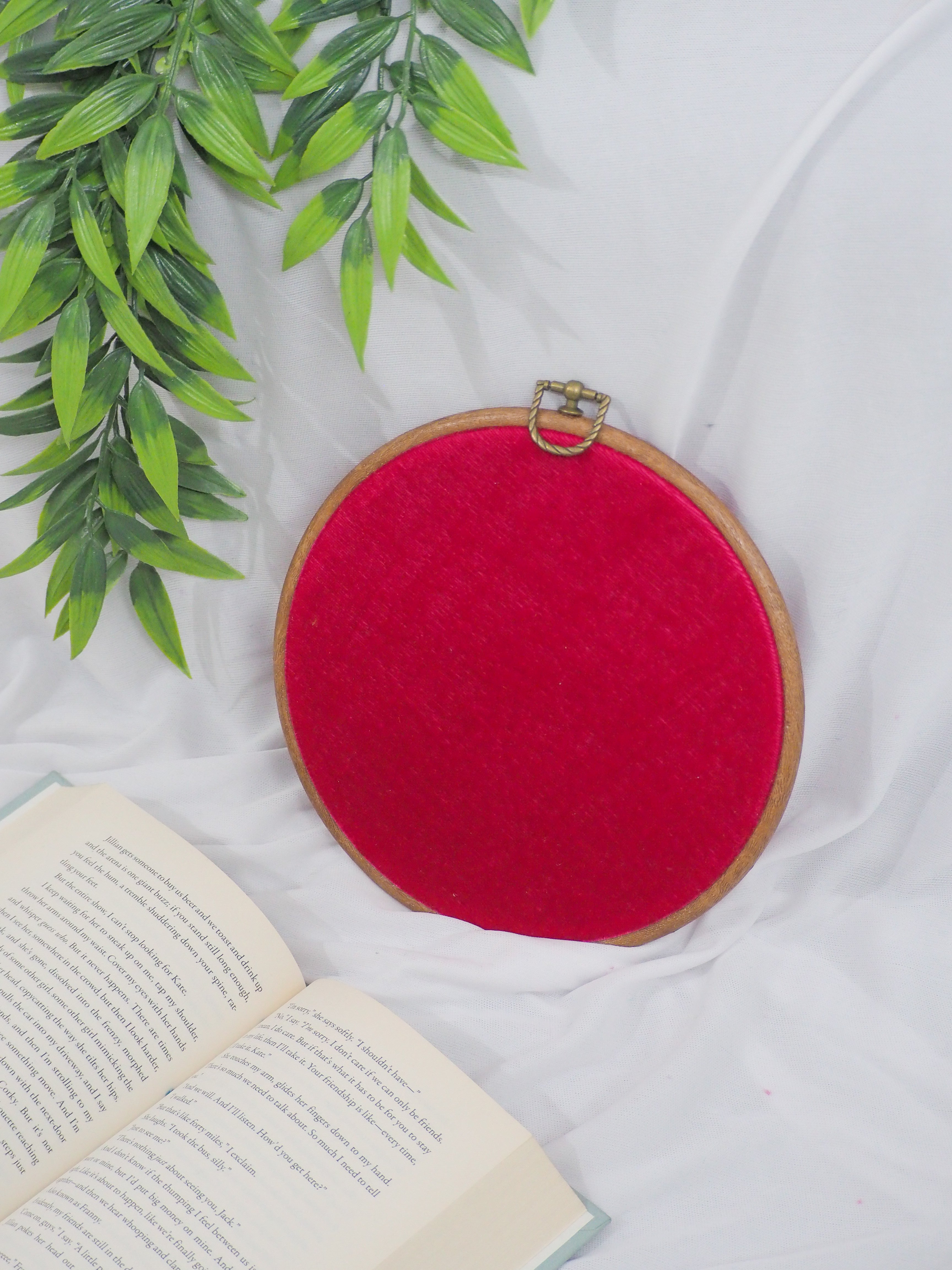 Deep Pink Velvet Enamel Pin Hoop Display