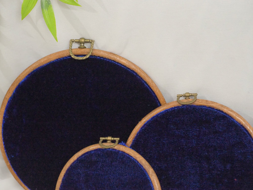 Navy Blue Velvet Enamel Pin Hoop Display