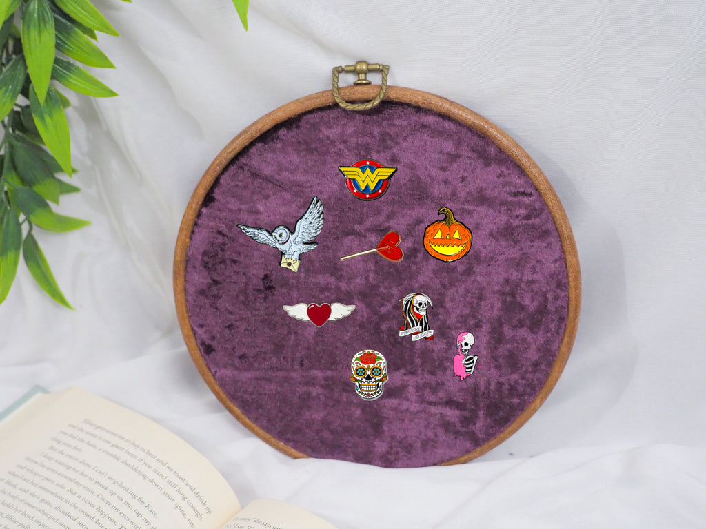Violet Velvet Enamel Pin Hoop Display