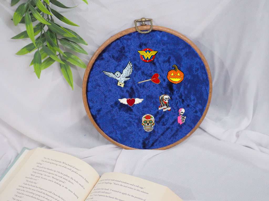 Royal Blue Velvet Enamel Pin Hoop Display
