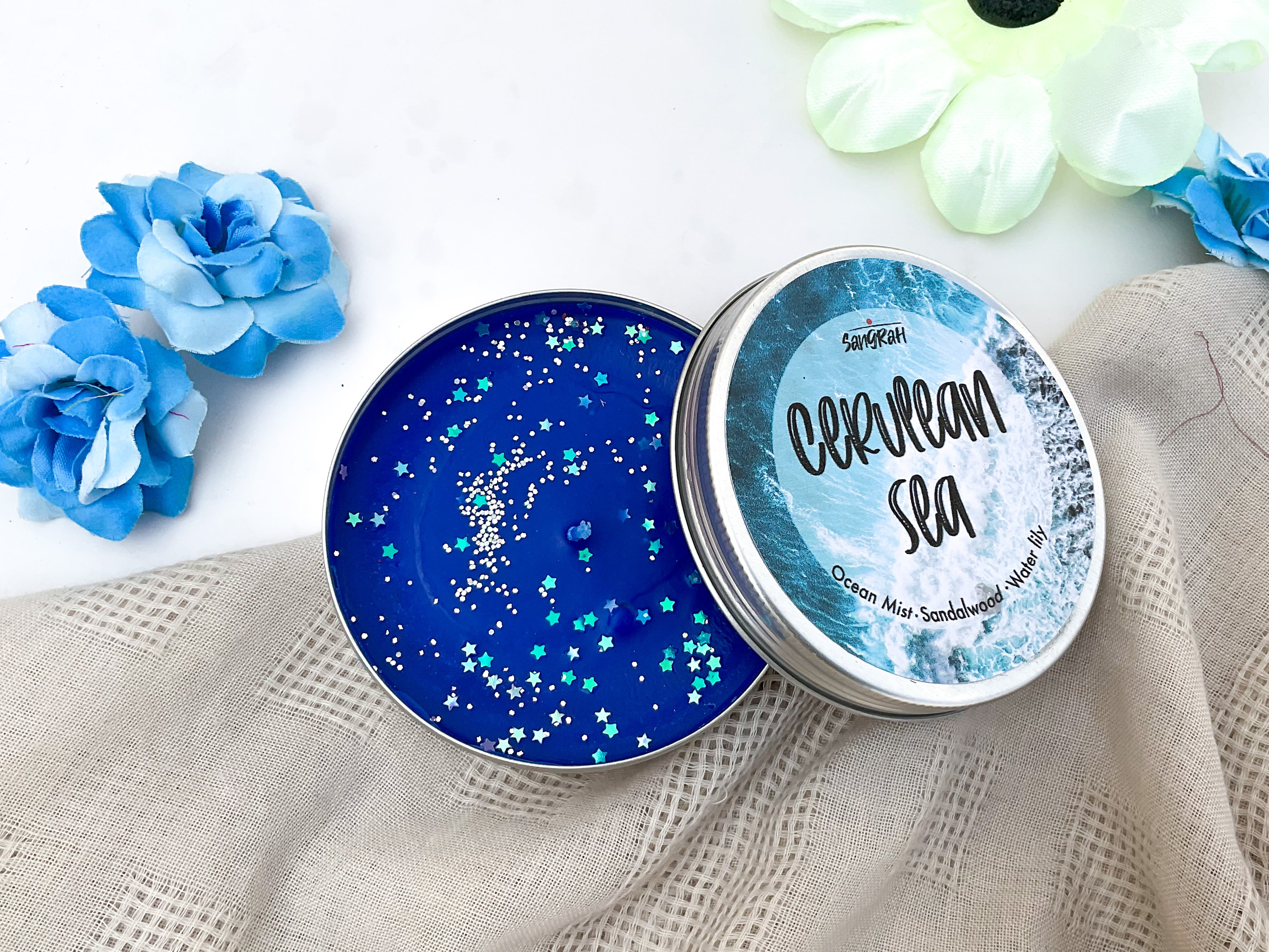 House in a Cerulean Sea Tin Candle