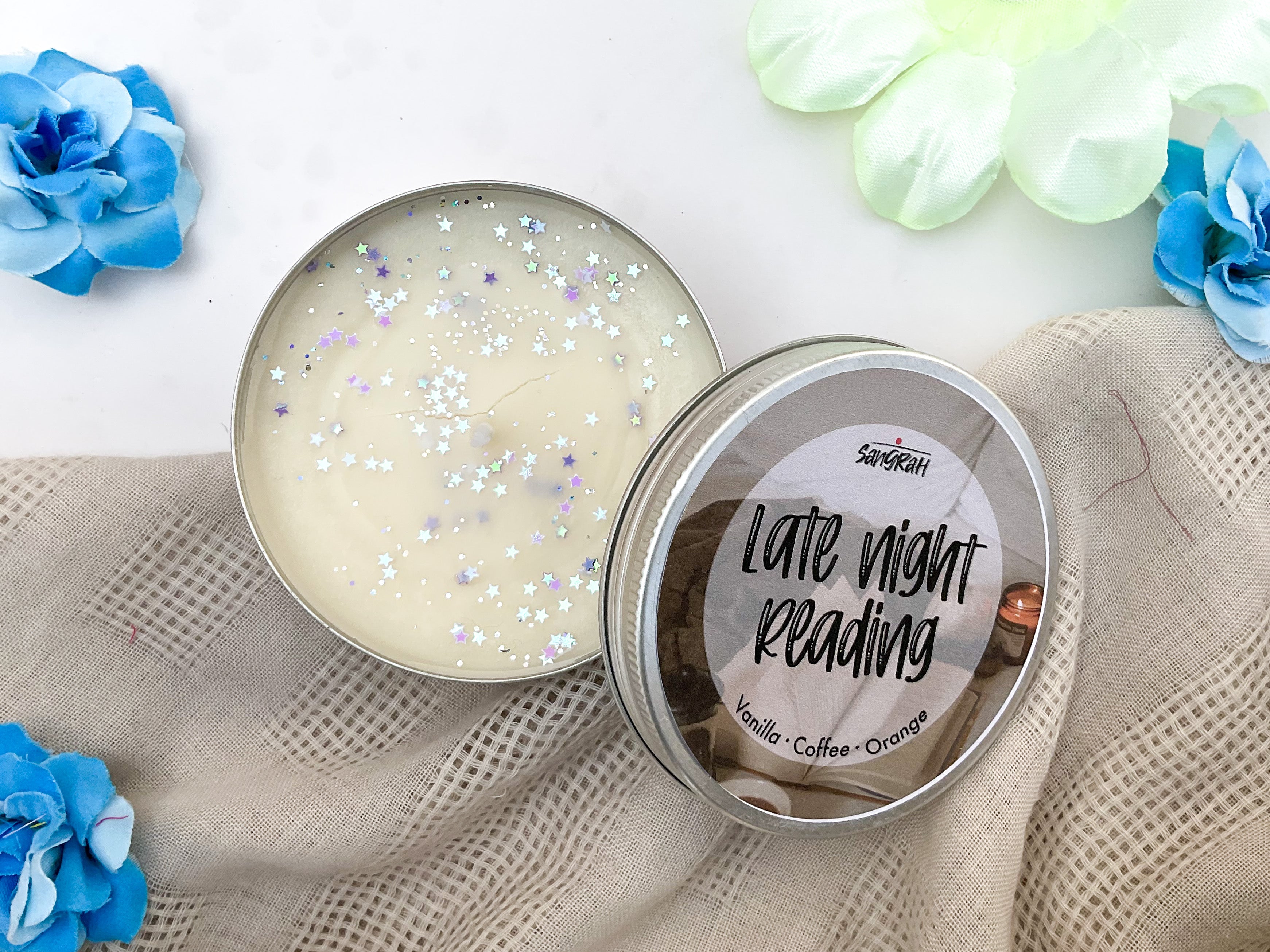 Late Night Reading Tin Candle