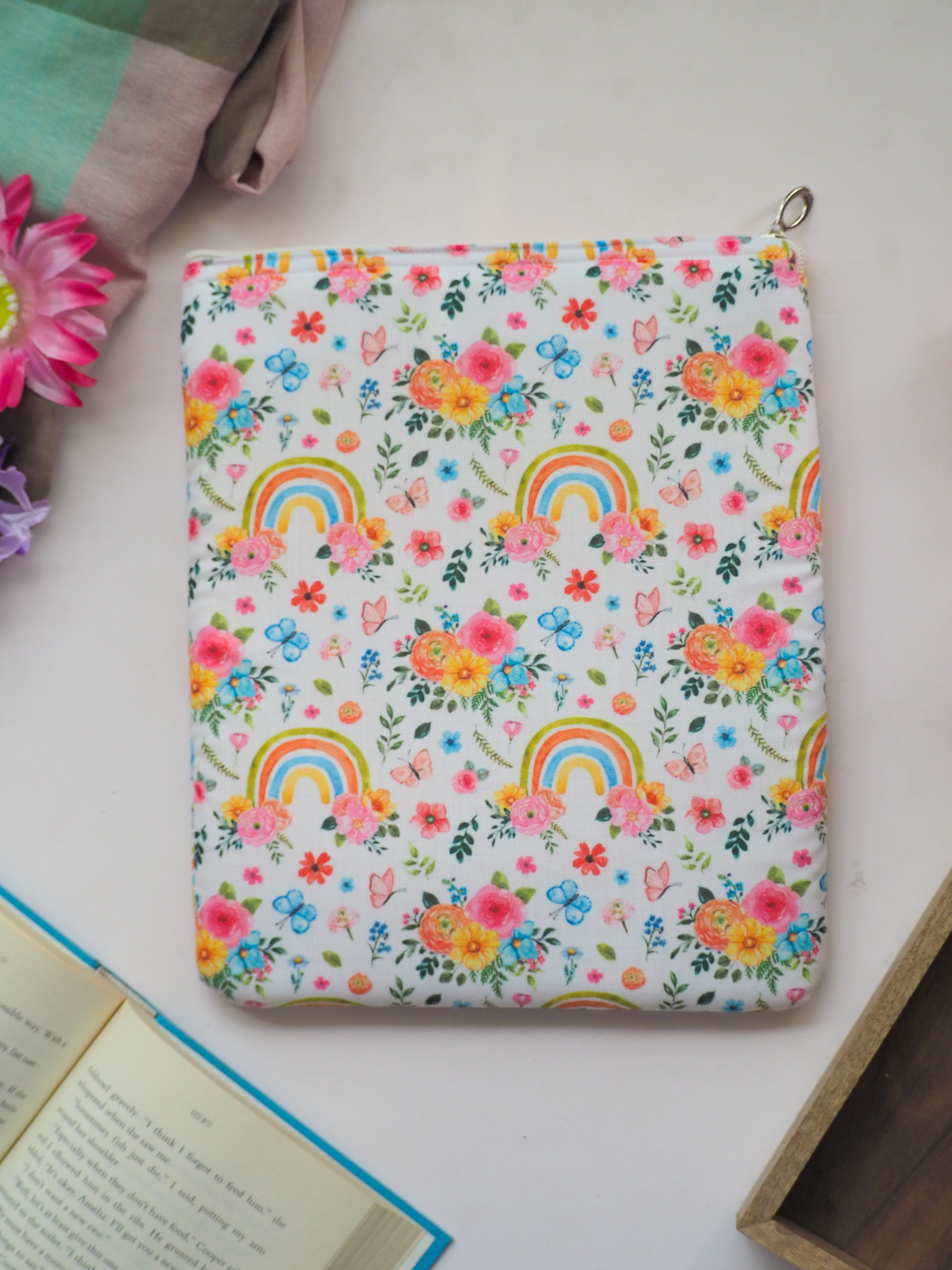 Colorful Floral Rainbow Book Sleeve