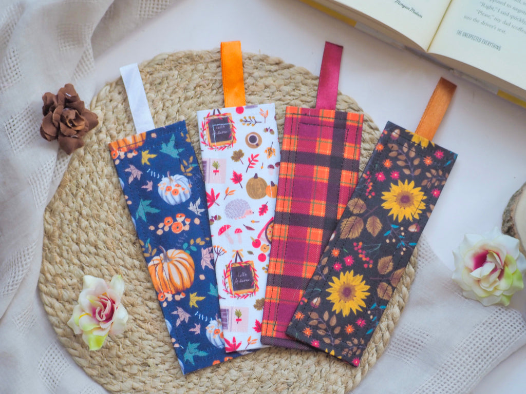 Fall Pumpkin Floral Fabric Bookmarks