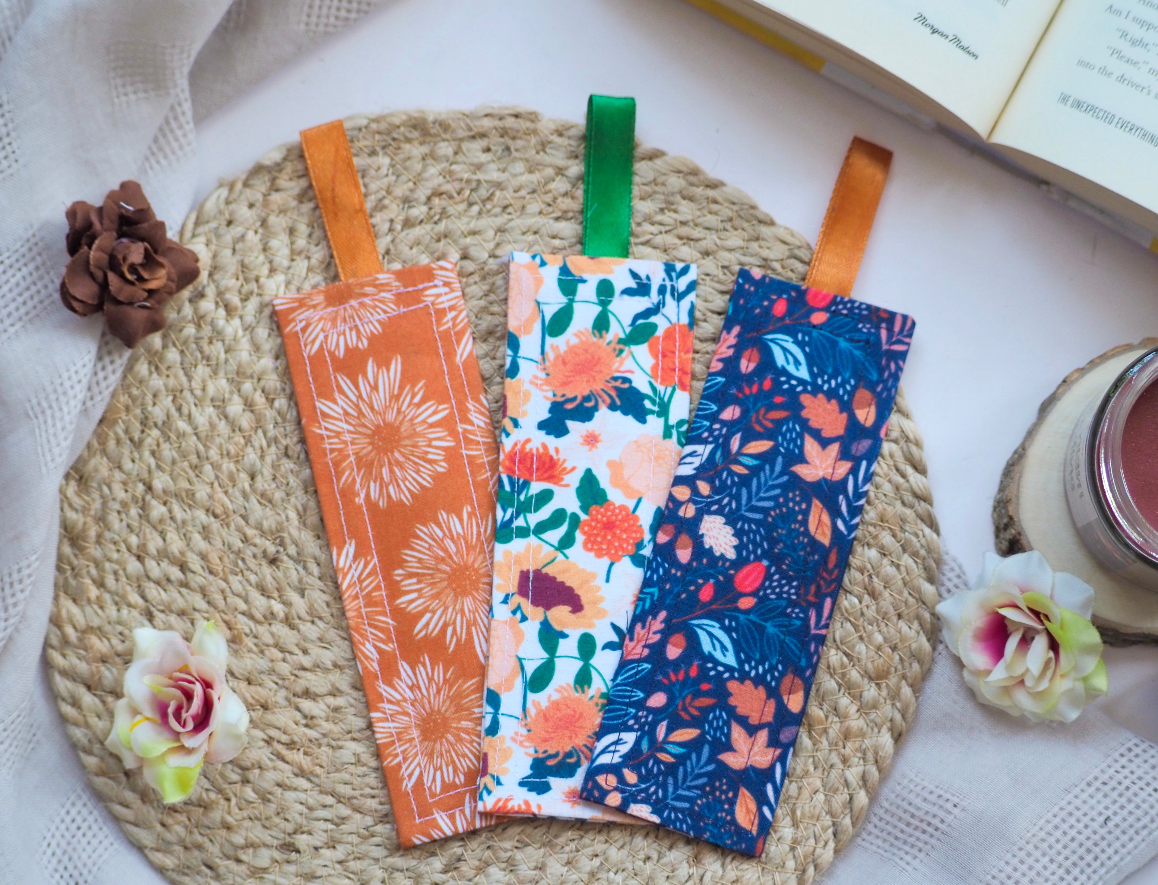 Fall Floral Fabric Bookmarks