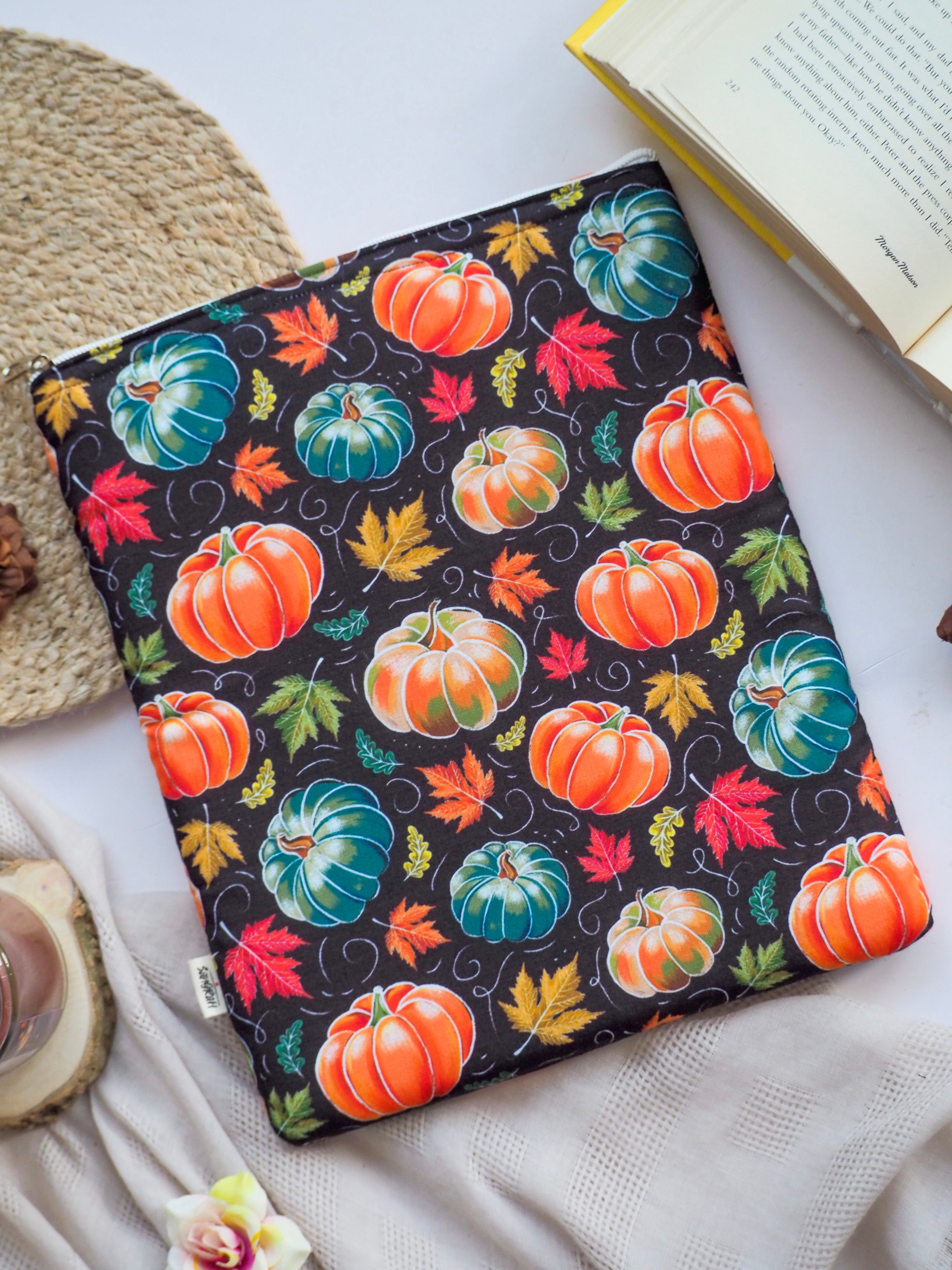Black Pumpkin Autumn Book Sleeve