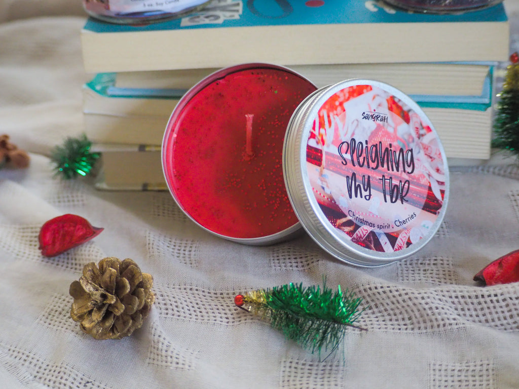 Sleighing Your TBR Tin Candle