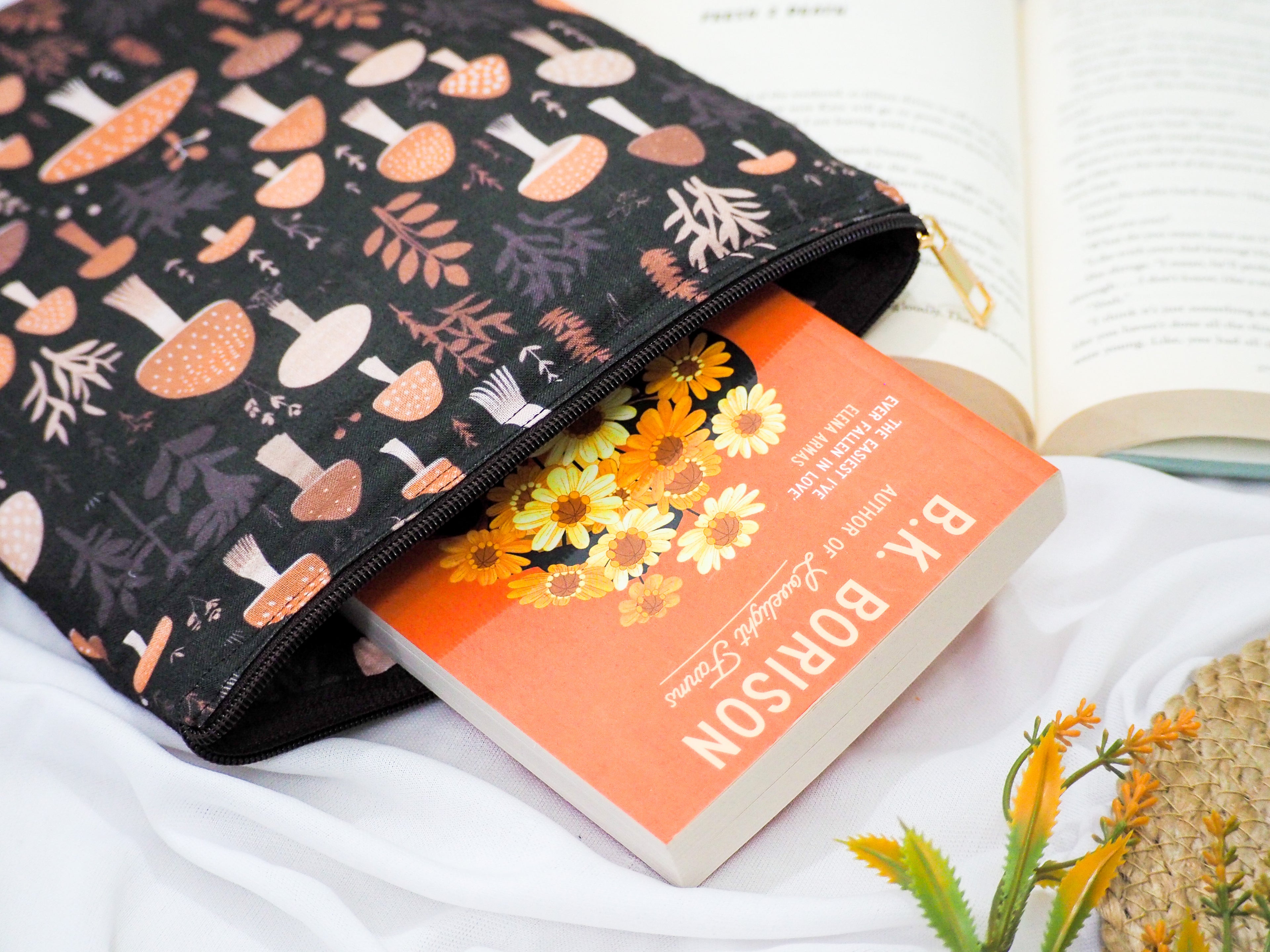 Fall Mushroom Cottagecore Book Sleeve