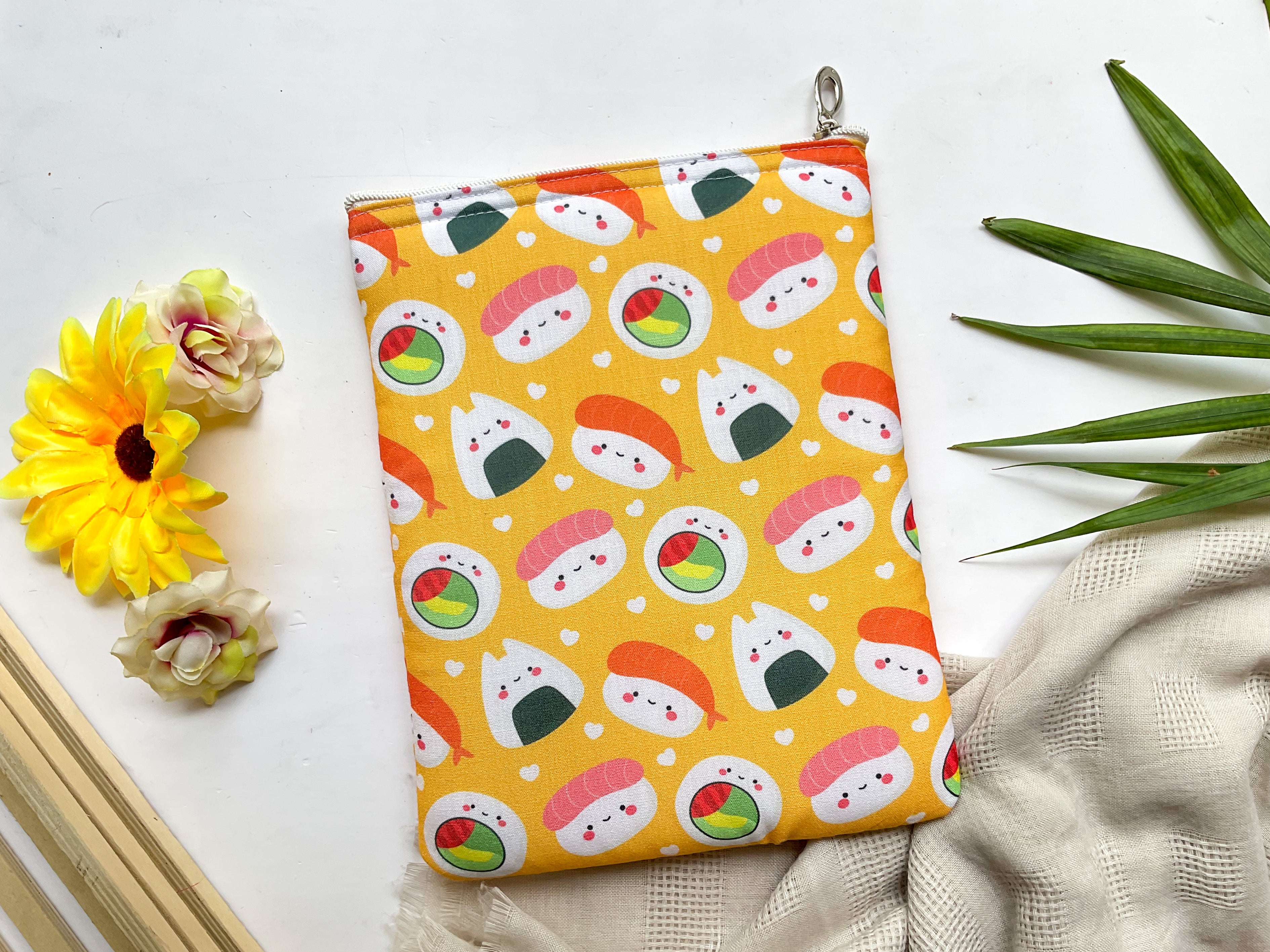 Kawaii Food Sushi pattern Yellow Book Sleeve