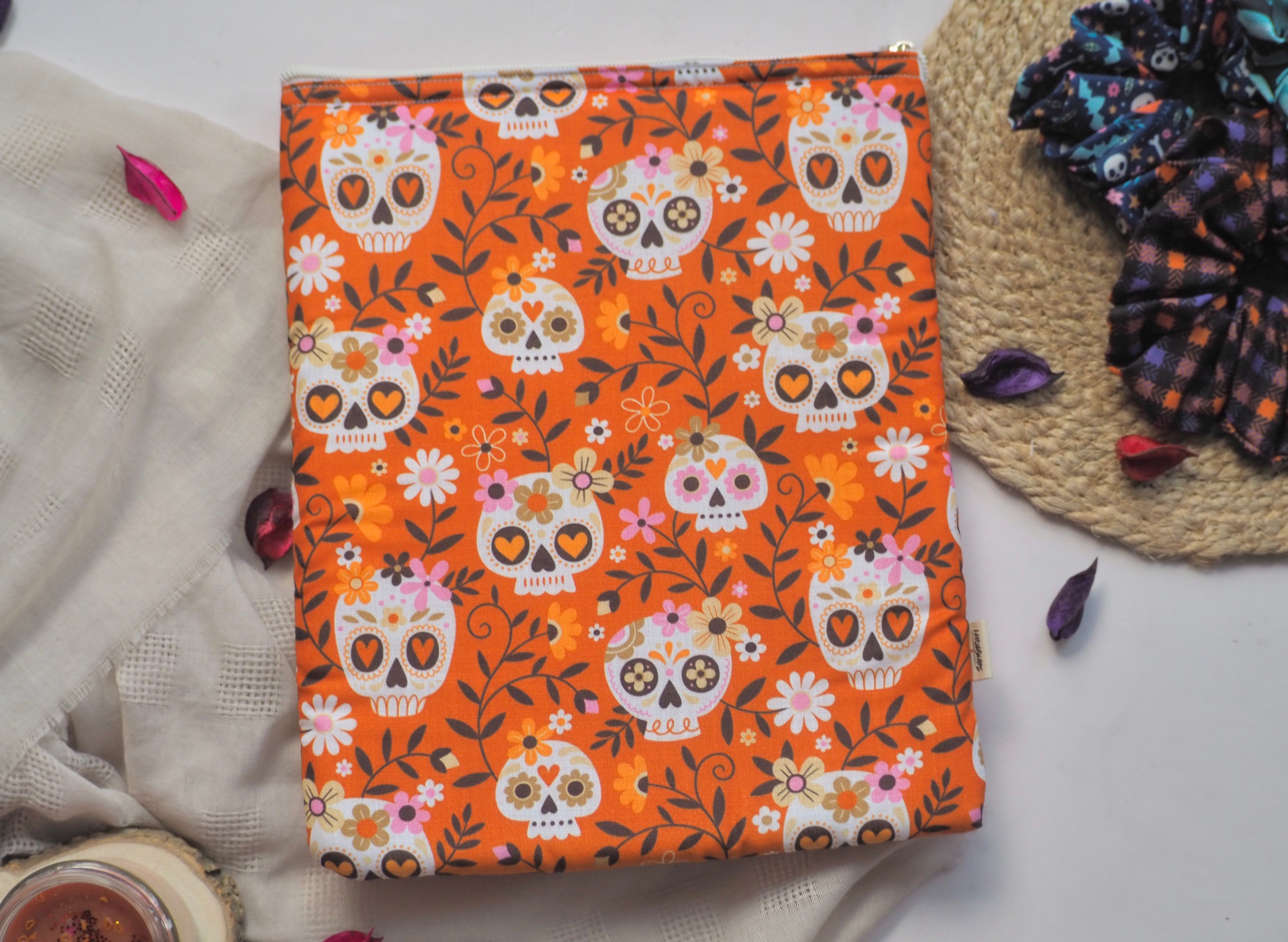 Floral Skull Halloween Book Sleeve