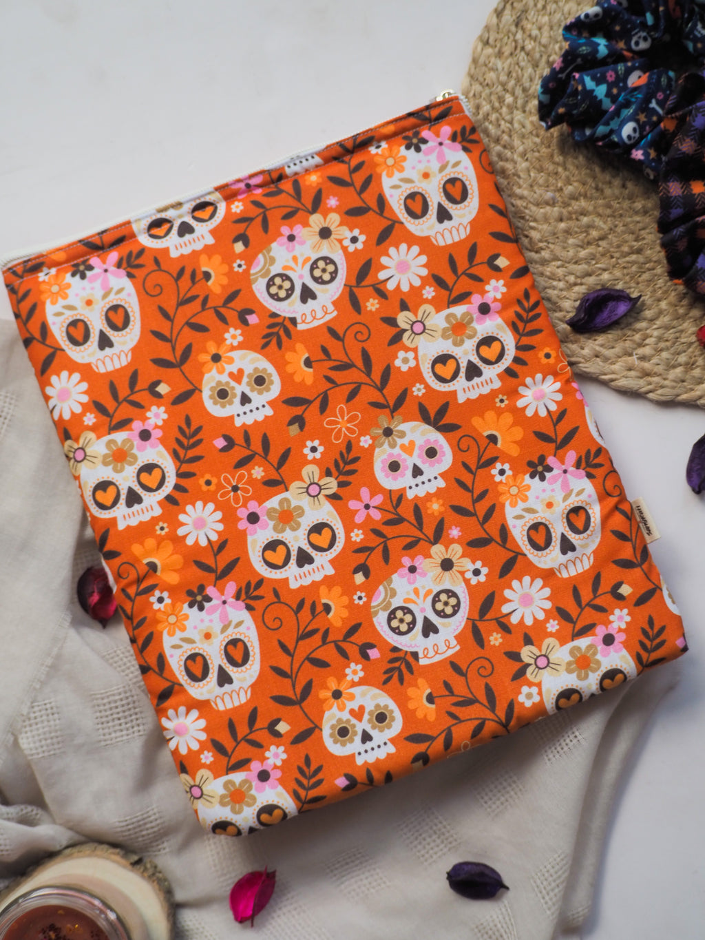 Floral Skull Halloween Book Sleeve