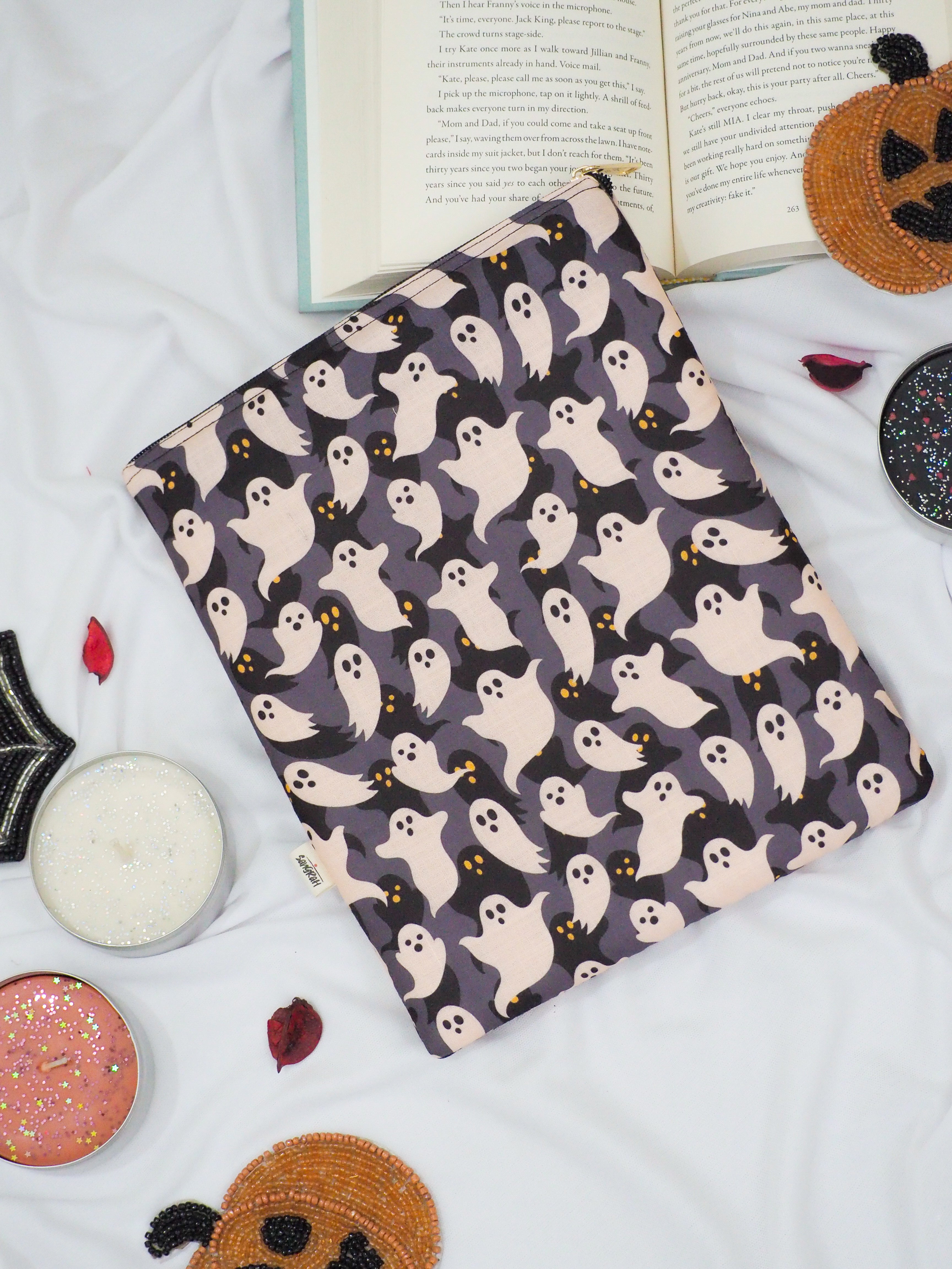 Halloween Ghost Black Book Sleeve